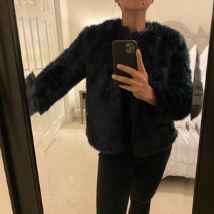 Dark navy faux fur
